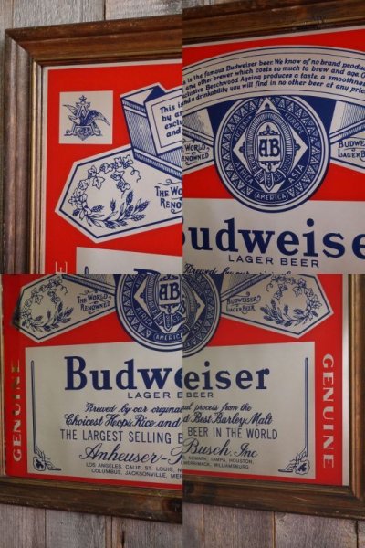 画像1: ビンテージ　Budweiser　大型パブミラー　