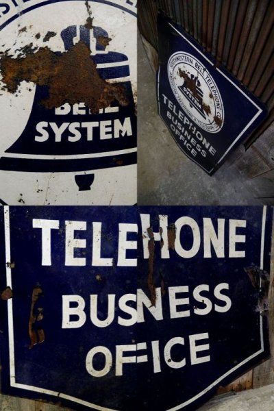 画像2: ビンテージ　 TELEPHONE BUSINESS OFFICE BELL SYSTEM 　両面ホーロー大型看板