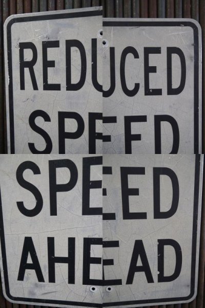 画像1: ビンテージ　REDUCED　SPEED　AHEAD　ロードサイン　