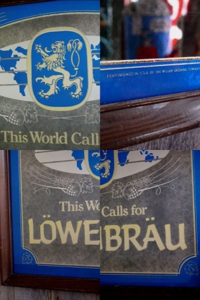 画像1: ビンテージ　LOWENBRAU　大型パブミラー