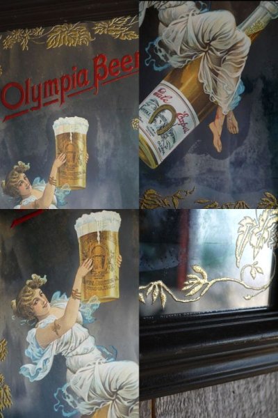 画像1: ビンテージ　Olympia　Beer　パブミラー　