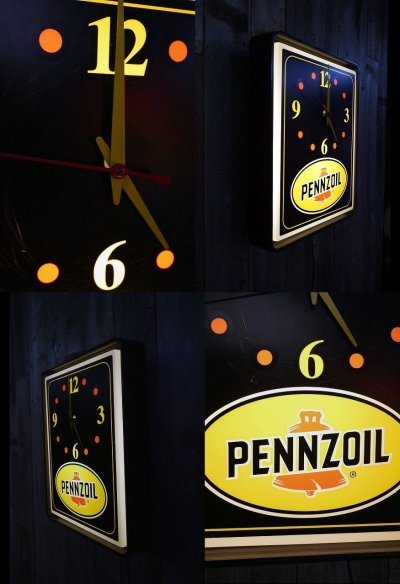 画像1: USA　PENNZOIL　ライトサインクロック