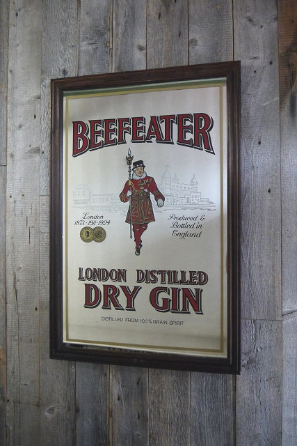 ビンテージ　BEEFEATER　DRY　GIN　大型パブミラー