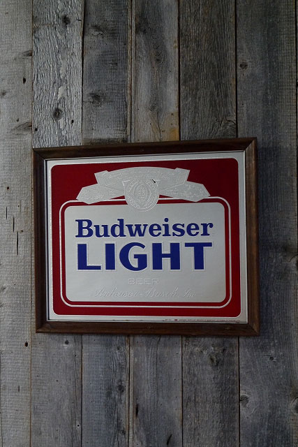 ビンテージ　Budweiser　LIGHT　パブミラー